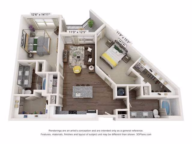 2 Beds • 2 Bath 4111 floor plan